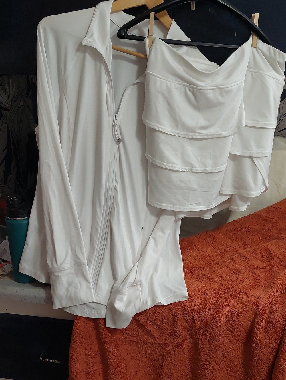 Anthropologie White Zip Long Sleeve And Layered Shorts Outfit